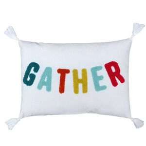 GATHER Lumbar Pillow White & Multicolor 14x10 inches
